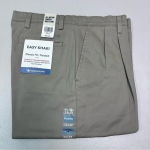 Dockers Men's Easy Khaki Pants - Classic Fit, Pleated, Gray Size 33x32